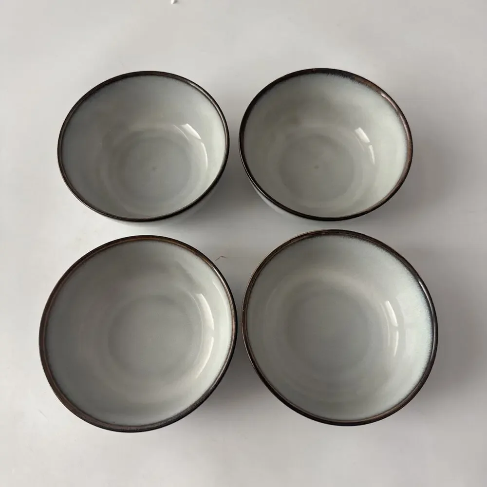 Set of 4 IKEA Gladelig Bowls Salad Cereal MCM Speckled Brown Trim